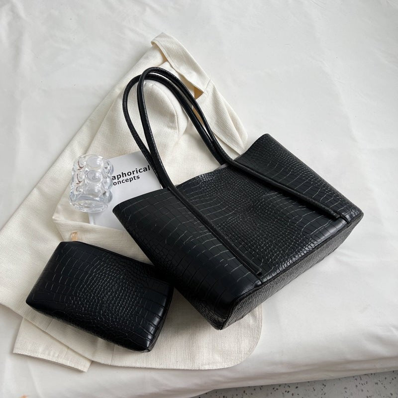 Advanced Texture Shoulder Soft Leather Western Style Commuter Tote Large Capacity Combination Bags - VELORÉ