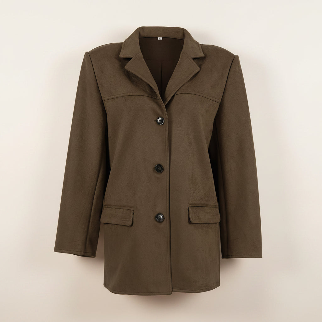 Brushed Velvet Retro Lapels Loose Suede Jacket - VELORÉ