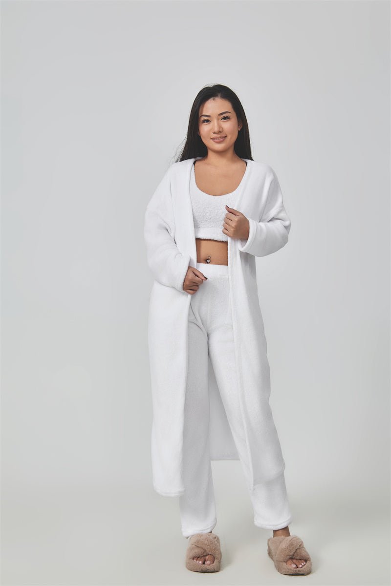 Cozy Pajama Set, 3 Piece Lounge Set, Cute Loungewear, Warm Suit Sets, Matching Set, Lounge Set, 3 Piece Pant Sets, Women Winter Dress - VELORÉ