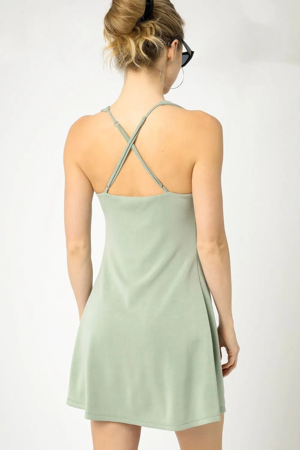 Crisscross Square Neck Active Mini Dress | VELORÉ