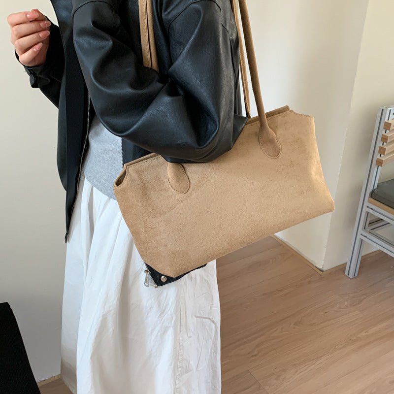 Fashionable Simple Retro Suede Large-Capacity Tote Bag - VELORÉ