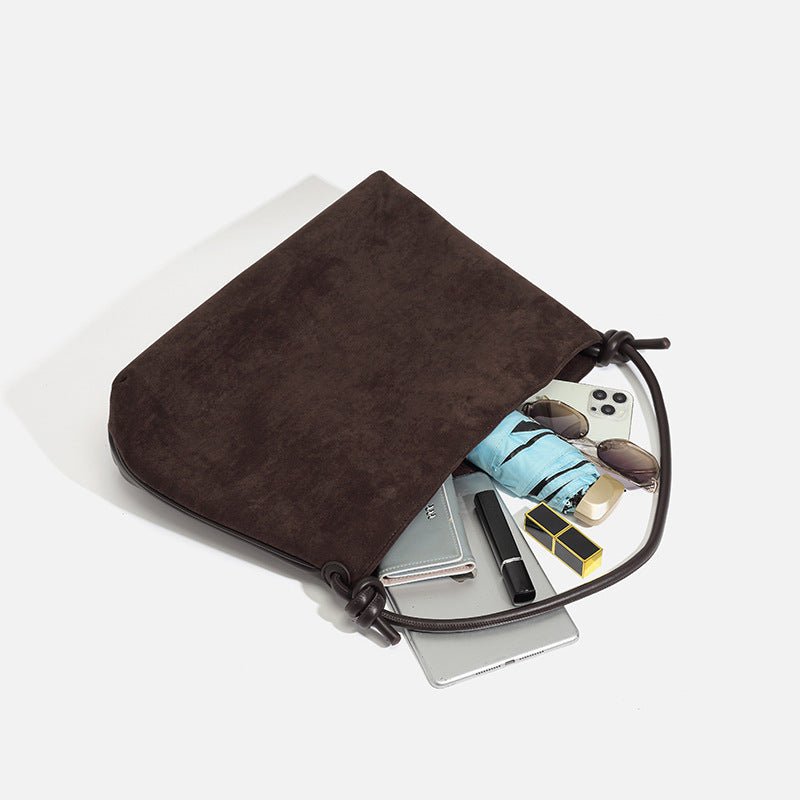 Genuine Leather Womens Vintage Matte Suede Tote Bag - VELORÉ