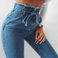 High-waisted Washed Pencil Pants Spring Sexy Temperament European And American Plus Size Denim Jeans For Women - VELORÉ