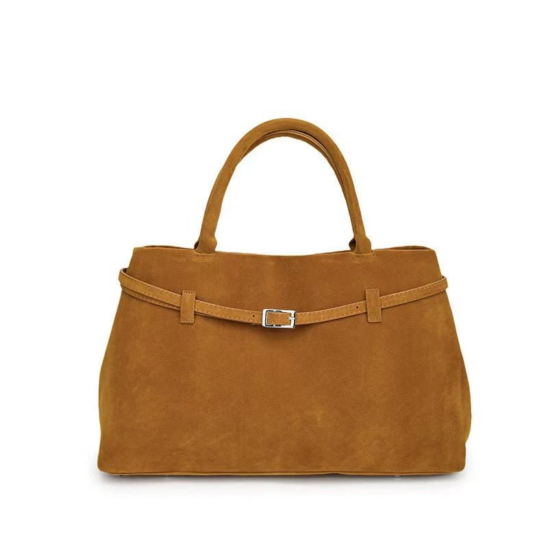 Hot Sale Decorative Design Solid Faux Suede Handbag Large Capacity Casual Tote Bags For Women Tote Design Portable Shoulder Bag - VELORÉ