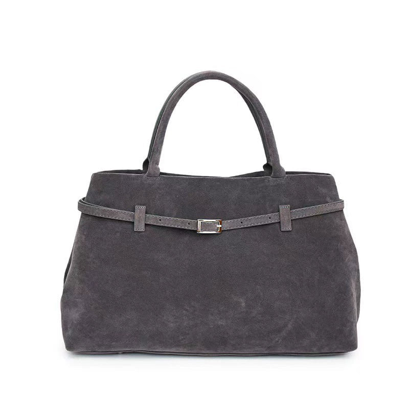 Hot Sale Decorative Design Solid Faux Suede Handbag Large Capacity Casual Tote Bags For Women Tote Design Portable Shoulder Bag - VELORÉ