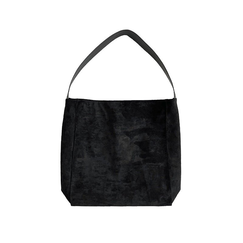Large Capacity Autumn And Winter Frosted Tote Vintage Suede Shoulder Bag - VELORÉ