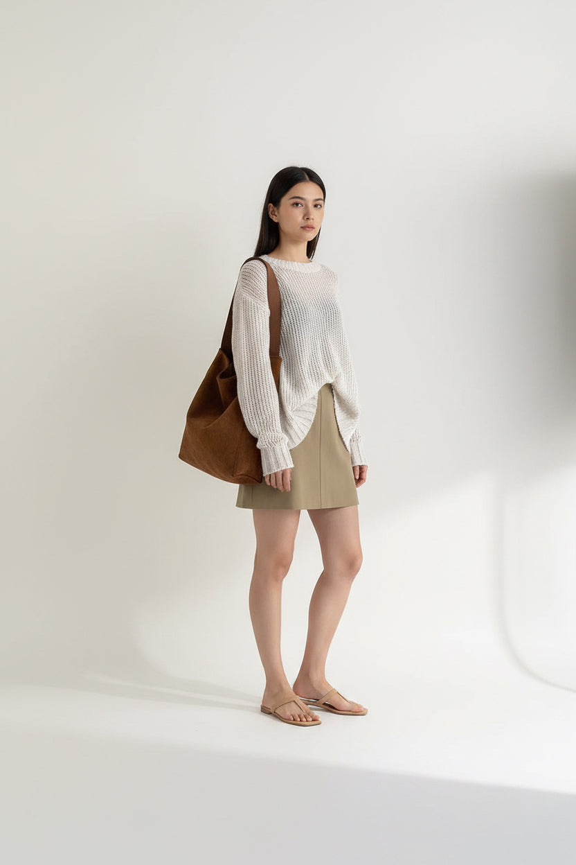 Large Capacity Autumn And Winter Frosted Tote Vintage Suede Shoulder Bag - VELORÉ