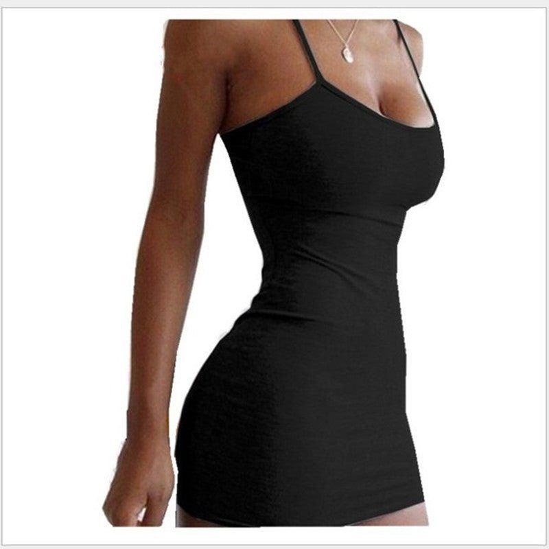 Pure Color Simple Hanging Neck Tight-fitting Hip Skirt - VELORÉ