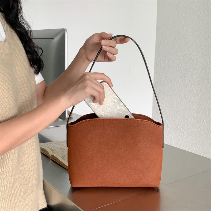 Retro Suede-Like Simple All-Match Tote Bag For Women - VELORÉ