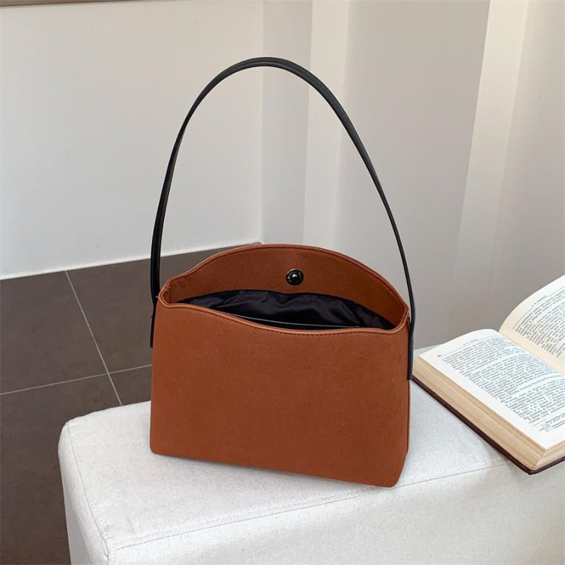 Retro Suede-Like Simple All-Match Tote Bag For Women - VELORÉ