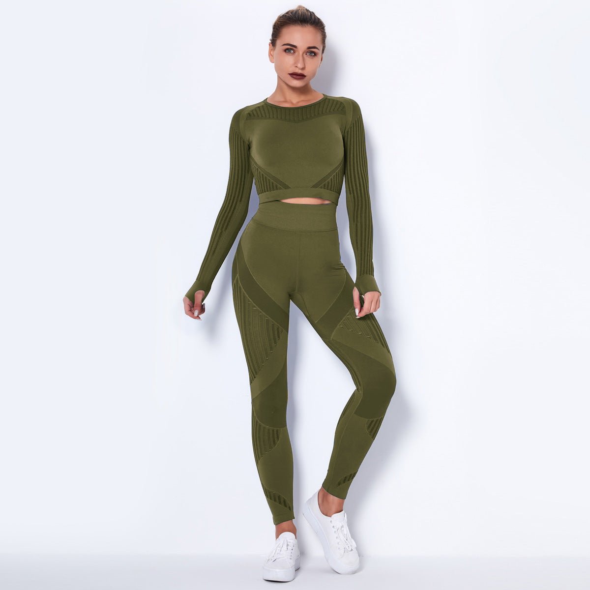 Seamless Knitted Absorbent Yoga Long-Sleeved Suit Yoga Wearsuit - VELORÉ