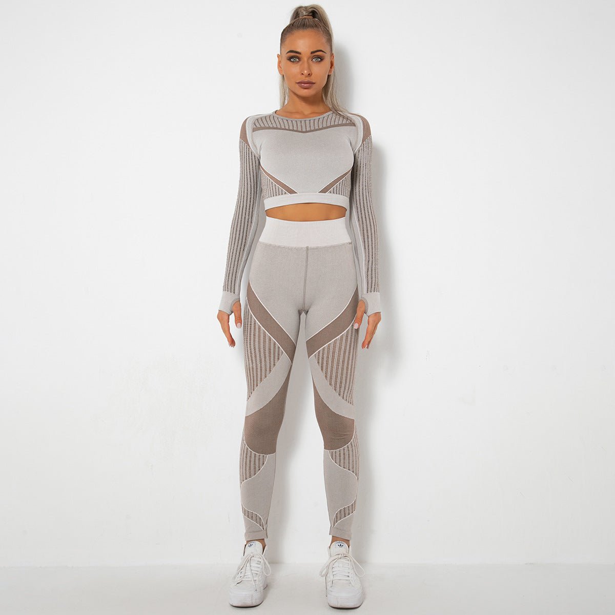 Seamless Knitted Absorbent Yoga Long-Sleeved Suit Yoga Wearsuit - VELORÉ