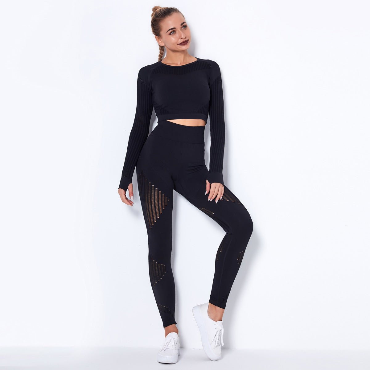 Seamless Knitted Absorbent Yoga Long-Sleeved Suit Yoga Wearsuit - VELORÉ
