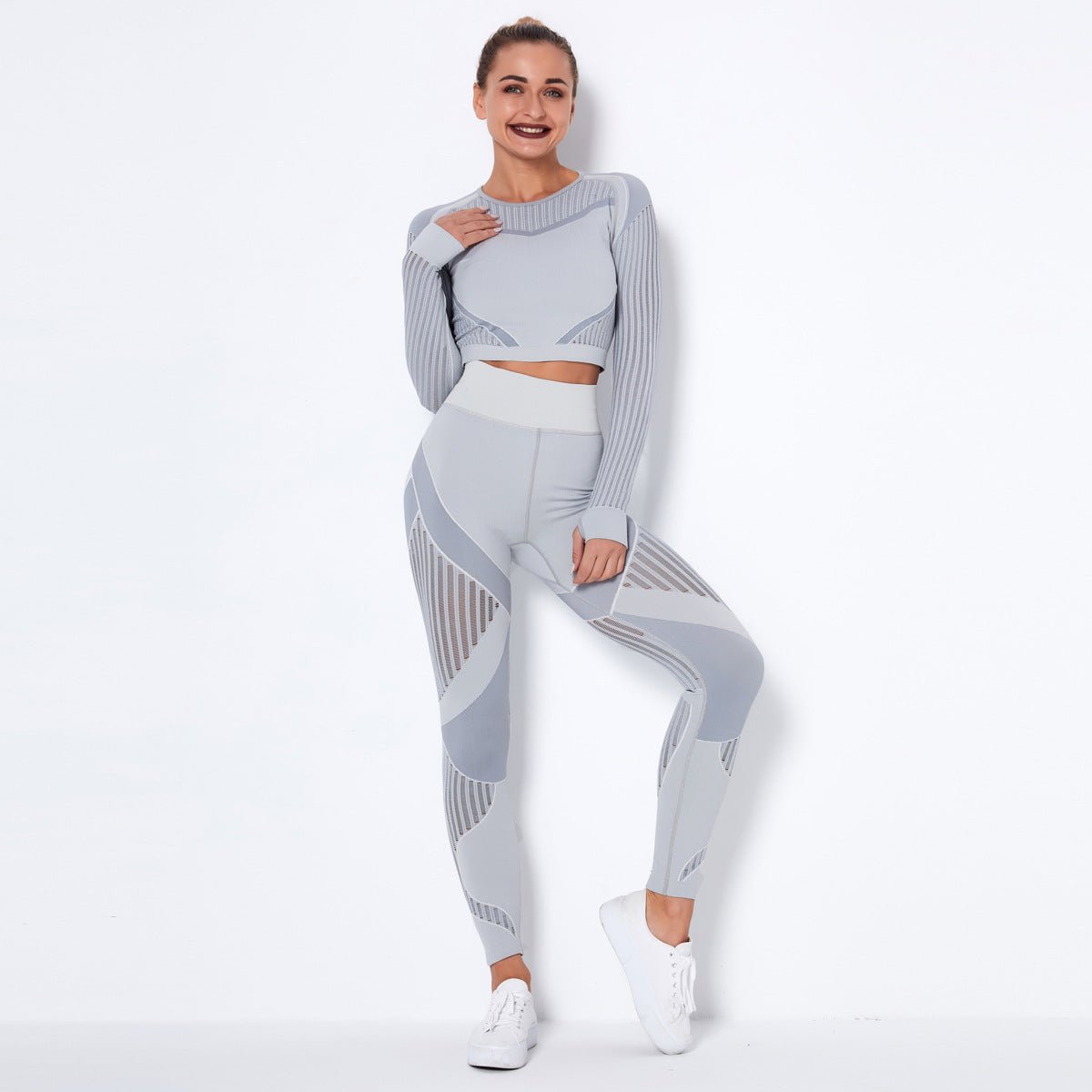 Seamless Knitted Absorbent Yoga Long-Sleeved Suit Yoga Wearsuit - VELORÉ
