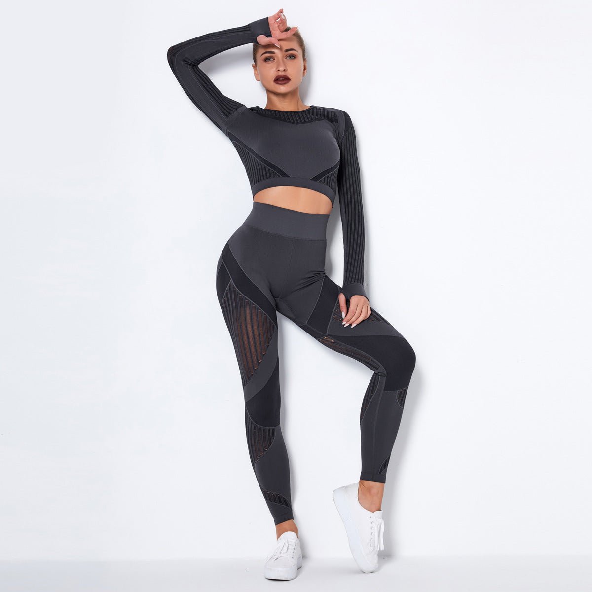 Seamless Knitted Absorbent Yoga Long-Sleeved Suit Yoga Wearsuit - VELORÉ