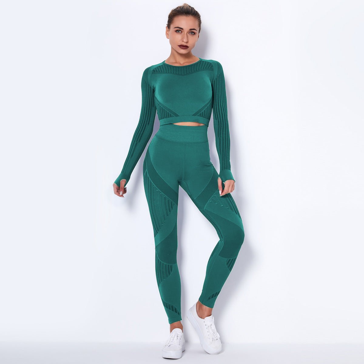 Seamless Knitted Absorbent Yoga Long-Sleeved Suit Yoga Wearsuit - VELORÉ