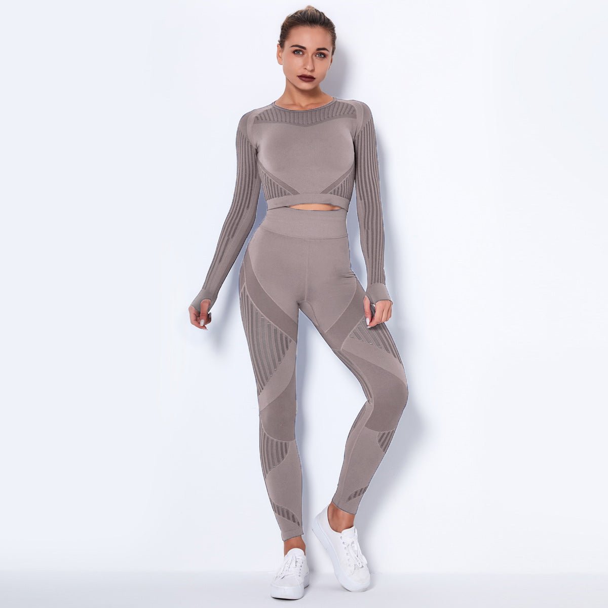 Seamless Knitted Absorbent Yoga Long-Sleeved Suit Yoga Wearsuit - VELORÉ