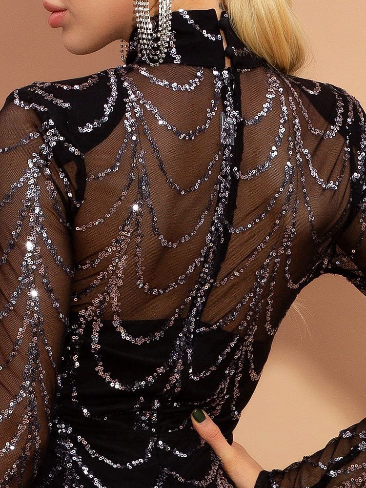 Sequins Women Maxi Dresses Long Sleeve Female Party Dresses - VELORÉ