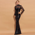Sequins Women Maxi Dresses Long Sleeve Female Party Dresses - VELORÉ