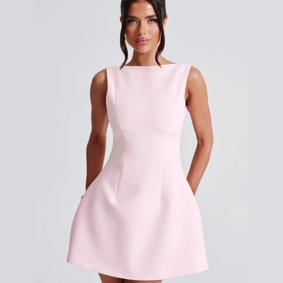 Sexy Slim-fitting Backless Dress Summer Sleeveless Short Dresses - VELORÉ