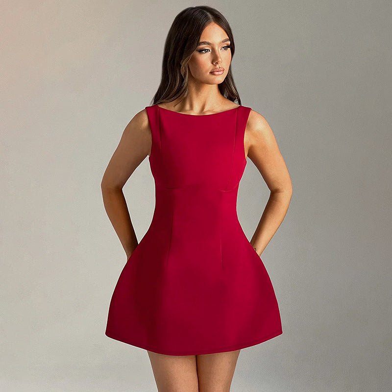 Sexy Slim-fitting Backless Dress Summer Sleeveless Short Dresses - VELORÉ