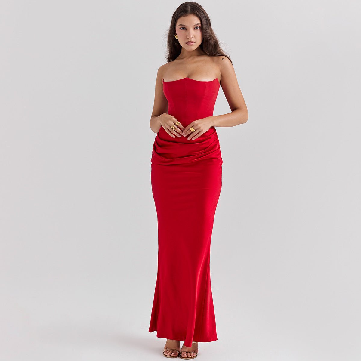 Slim Tube Top Long Dress Sexy Fashion Bandeau Backless Party Evening Dresses For Women Clothing - VELORÉ