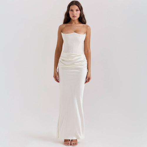 Slim Tube Top Long Dress Sexy Fashion Bandeau Backless Party Evening Dresses For Women Clothing - VELORÉ