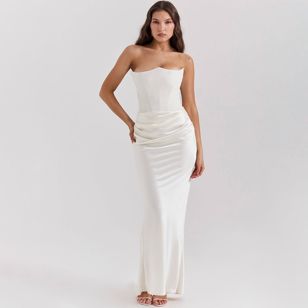 Slim Tube Top Long Dress Sexy Fashion Bandeau Backless Party Evening Dresses For Women Clothing - VELORÉ