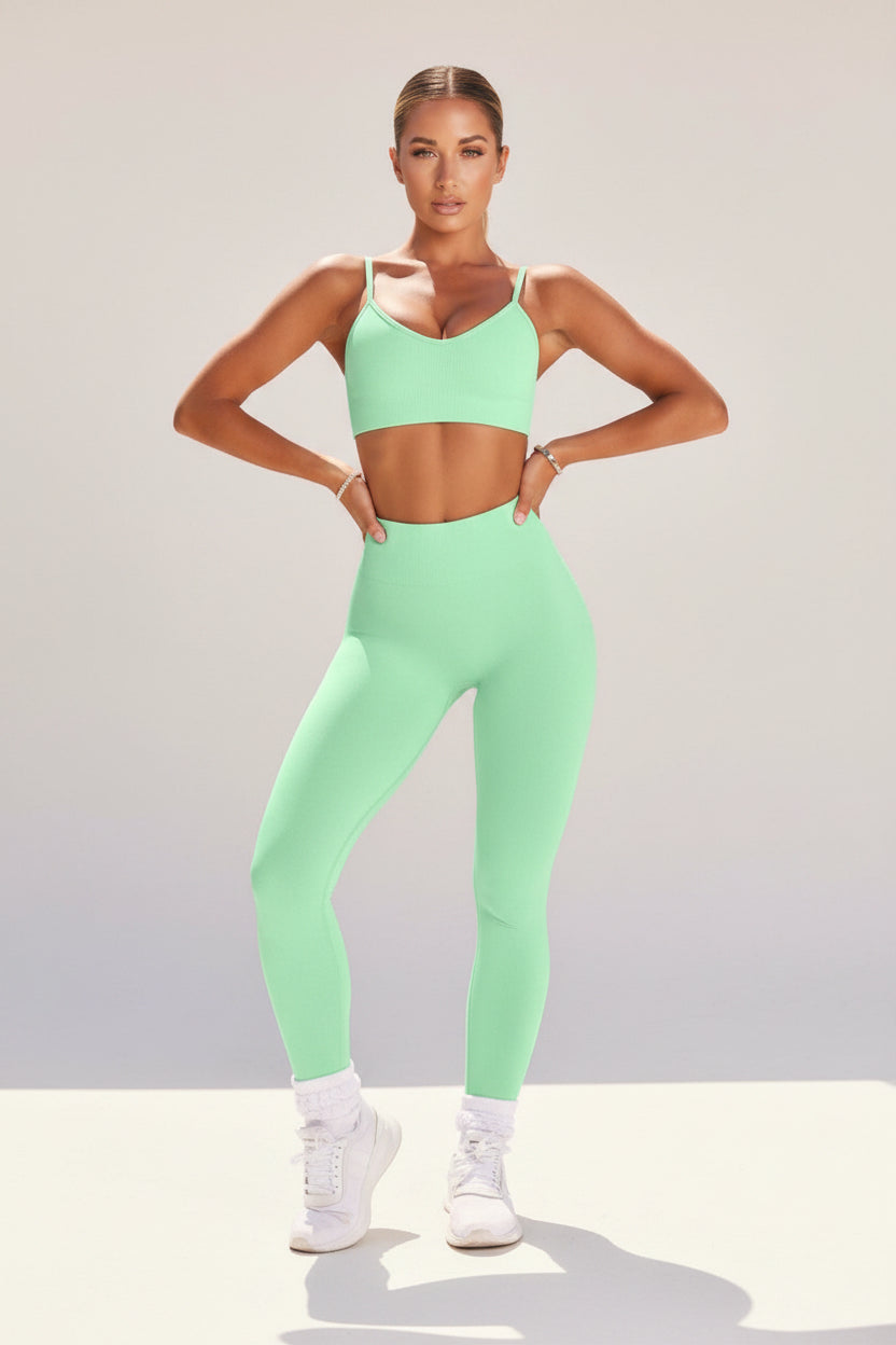 Sport Crop Top T-ShirtShorts Leggings Push Up Fitness Workout Gym Suit - VELORÉ