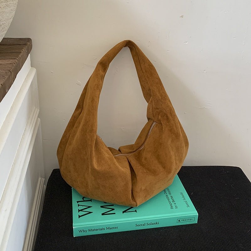 Suede Retro Minimalist Casual Pleated Tote Bag - VELORÉ