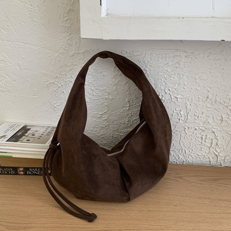 Suede Retro Minimalist Casual Pleated Tote Bag - VELORÉ
