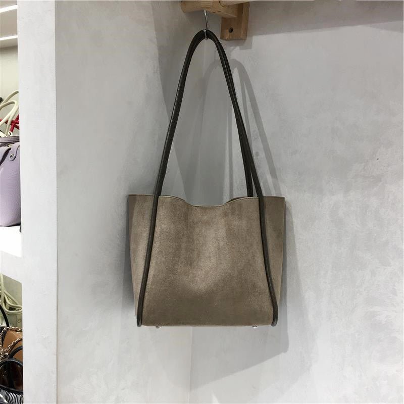 Suede Tote Bag A Simple Casual Shoulder Tote - VELORÉ