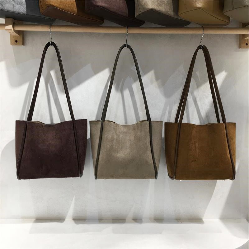 Suede Tote Bag A Simple Casual Shoulder Tote - VELORÉ