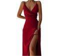 V-neck Slit Sling Dress Summer Fashion Sexy Slim Suspender Dresses For Women Clothing - VELORÉ