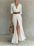 Women’s V-Neck Maxi Dress with Side Split | VELORÉ - VELORÉ