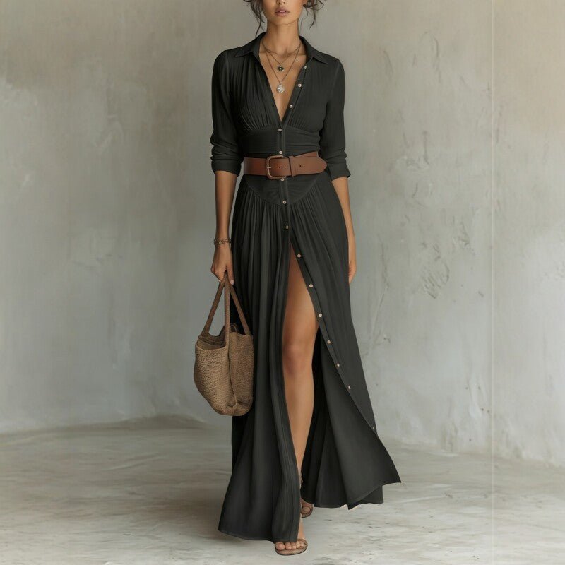 Women’s V-Neck Maxi Dress with Side Split | VELORÉ - VELORÉ