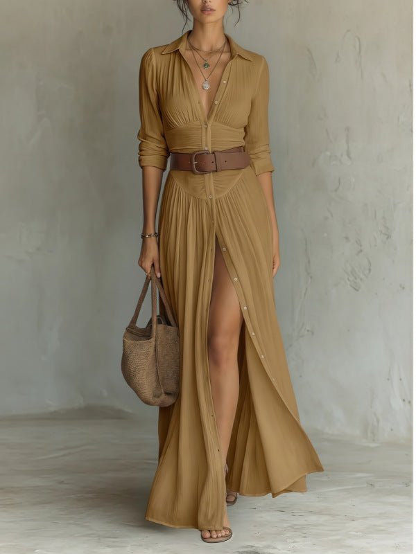 Women’s V-Neck Maxi Dress with Side Split | VELORÉ - VELORÉ
