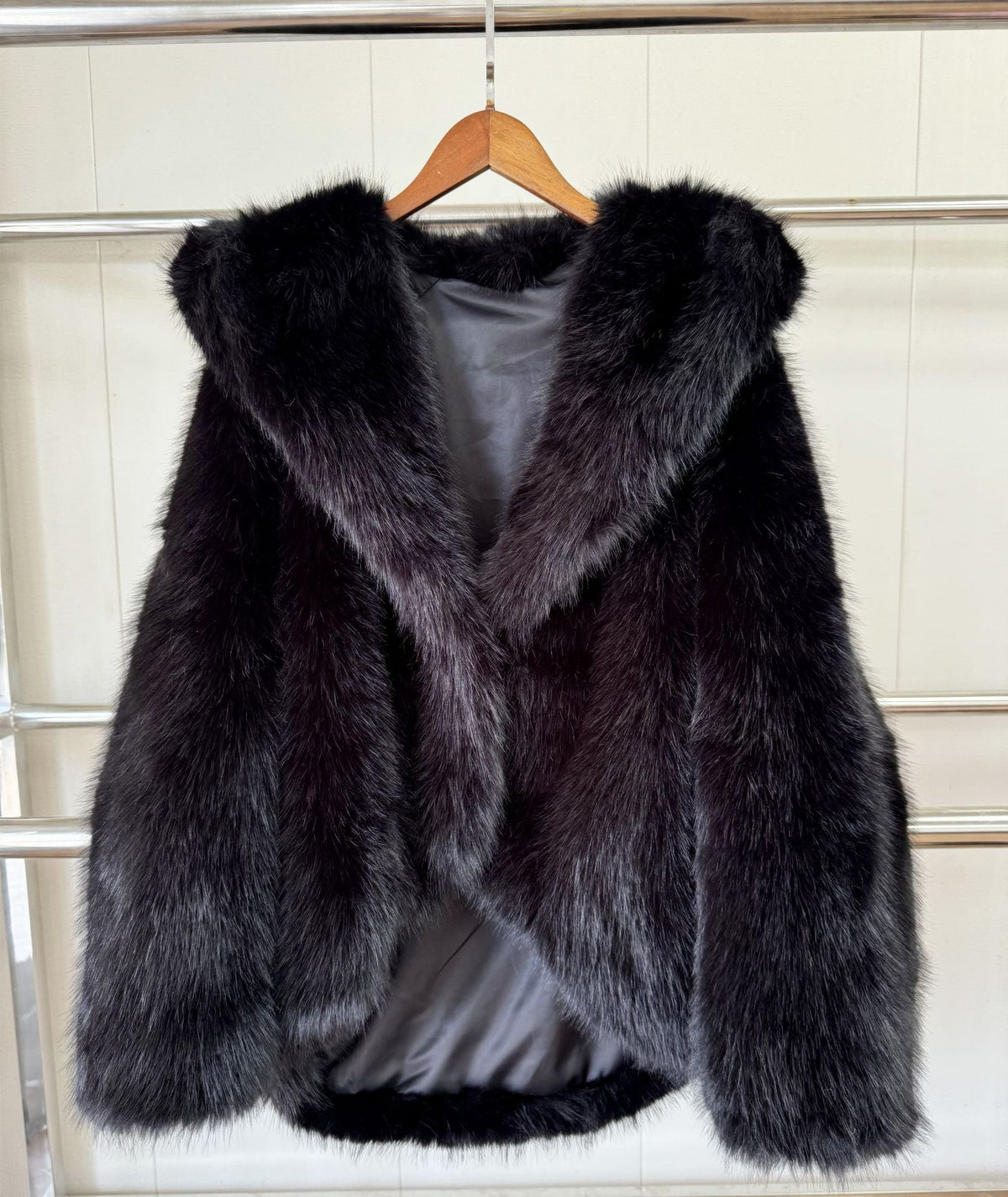 Women's Green Fur Faux Fox Fur Hooded Coat - VELORÉ